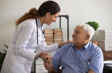 older patient with female doctor