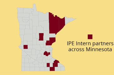 map of mn with IPE partnered couties highlighted